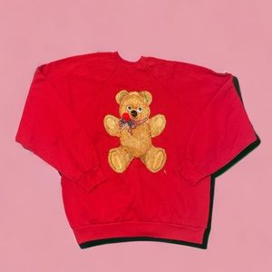 Vintage 80s 90s teddy bear ugly Christmas sweater